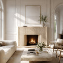 Modern Marble fireplace mantel in Crema Marfil Premium - Image 1