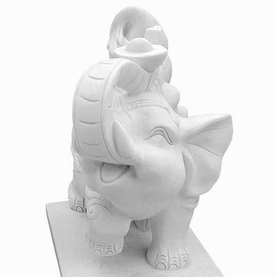 Large White Marble Elephant Statue