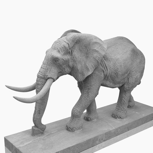 Life size garden elephant statue made of Grey Marble