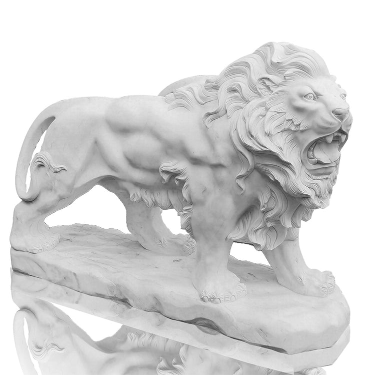 Large outdoor roaring marble lion statue for garden