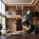 Marble Curved Staircase in Dark Green Marble - Image 2