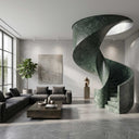 Curved Marble stairs in Dark Green Marble - Image 2