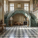 Marble Curved Staircase in Dark Green Marble - Image 3