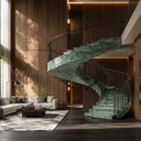 Marble stairs in Dark Green Marble - Image 3