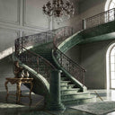 Curved Marble stairs in Dark Green Marble - Image 3