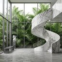 Marble Helical Staircase in Calacatta White Marble - Image 4