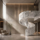 Marble Curved Staircase in Calacatta White Marble - Image 2