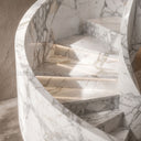 Marble Curved Staircase in Calacatta White Marble - Image 3