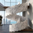Curved Marble stairs in Calacatta White Marble - Image 2