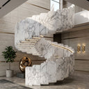 Curved Marble stairs in Calacatta White Marble - Image 3