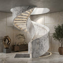 Marble Helical Staircase in Calacatta White Marble - Image 2
