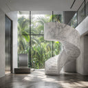 Marble Curved Staircase in Calacatta White Marble - Image 2