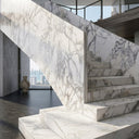Marble stairs in Calacatta White Marble - Image 3