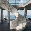 Curved Marble stairs in Calacatta White Marble - Image 3