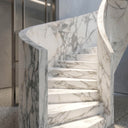 Marble Curved Staircase in Calacatta White Marble - Image 3