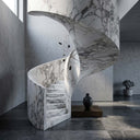 Marble Curved Staircase in Calacatta White Marble - Image 2
