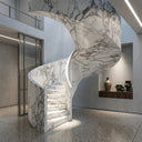 Marble Curved Staircase in Calacatta White Marble - Image 4