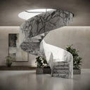 Marble stairs in Calacatta White Marble - Image 4