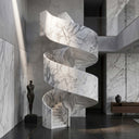 Curved Marble stairs in Calacatta White Marble - Image 4
