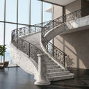 Marble Curved Staircase in Calacatta White Marble - Image 4