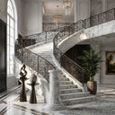 Marble Curved Staircase in Calacatta White Marble - Image 2