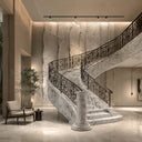Marble Curved Staircase in Calacatta White Marble - Image 5