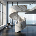 Curved Marble stairs in Calacatta Gold - Image 3