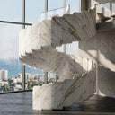 Marble Curved Staircase in Calacatta Gold - Image 2