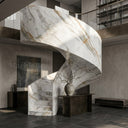 Curved Marble stairs in Calacatta Gold - Image 4