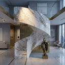 Curved Marble stairs in Calacatta Gold - Image 2