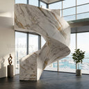 Curved Marble stairs in Calacatta Gold - Image 5