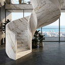 Marble Curved Staircase in Calacatta Gold - Image 3