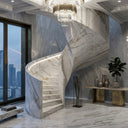 Marble Curved Staircase in Calacatta Gold - Image 2