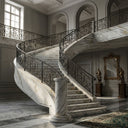 Marble Curved Staircase in Calacatta Gold - Image 2