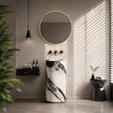 bathroom sink and pedestal in Italian Panda Marble - Image 2