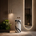 bathroom sink on pedestal in Italian Panda Marble - Image 2