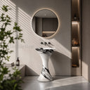 pedestal bathroom sinks in Italian Panda Marble - Image 5