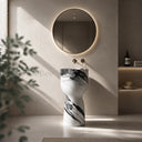 bathroom sink and pedestal in Italian Panda Marble - Image 2
