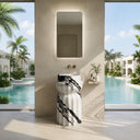 bathroom sink on pedestal in Italian Panda Marble - Image 2