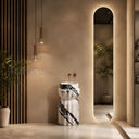 bathroom sink on pedestal in Italian Panda Marble - Image 3