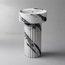 pedestal bathroom sinks in Italian Panda Marble - Image 1