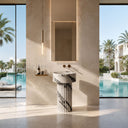 pedestal bathroom sinks in Italian Panda Marble - Image 2