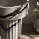 pedestal bathroom sinks in Italian Panda Marble - Image 4