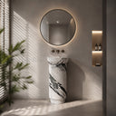 pedestal marble sink in Italian Panda Marble - Image 2