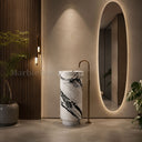 pedestal marble sink in Italian Panda Marble - Image 4