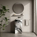 bathroom sink and pedestal in Italian Panda Marble - Image 2