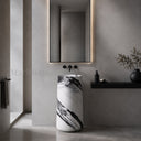 pedestal bathroom sinks in Italian Panda Marble - Image 2