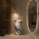 pedestal marble sink in Italian Panda Marble - Image 3