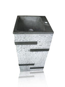 Black Limestone Pedestal Sink Stacked With Inlays 32" Tall