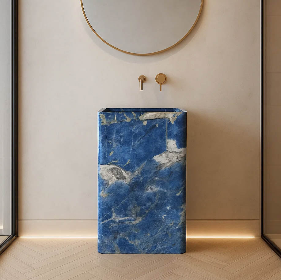 【新品・未開封】BRIESTA BLUE marble Blue Marble Pedestal Sink 33.46